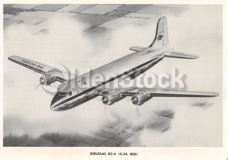 Douglas DC-4 (C-54, R5D) Transport Airliner Vintage Aviation Spotters Photo Card