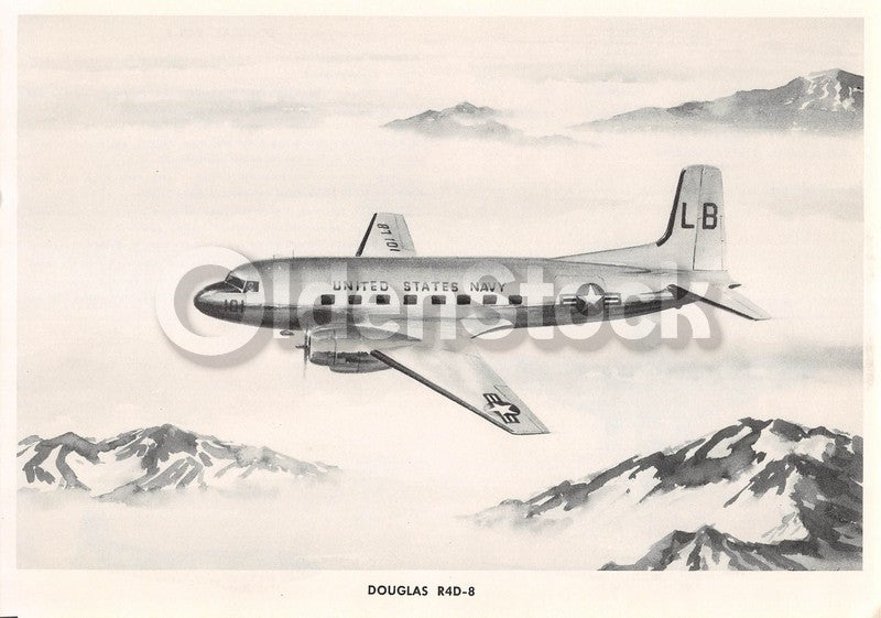 Douglas C-47 Skytrain R4D-8 Transport Airliner Vintage Aviation Spotters Photo Card