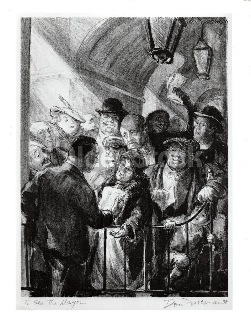 To See The Mayor Vintage Gallery Photo of Political Sketch by Don Freeman