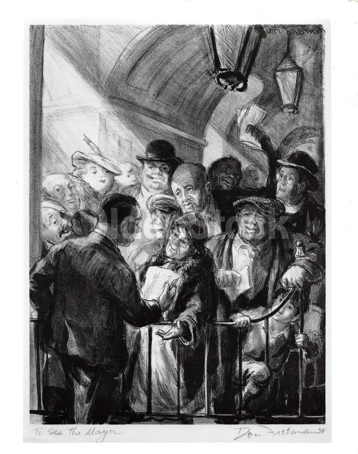 To See The Mayor Vintage Gallery Photo of Political Sketch by Don Freeman