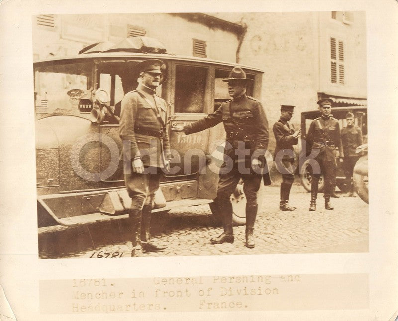 General Black Jack John Pershing in France Vintage WWI Signal Corps File Photo