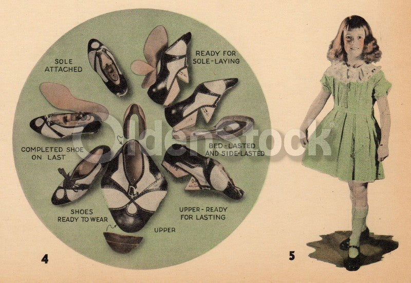 Sewing and Shoe Making Antique Graphic Art Deco Educational Poster Card