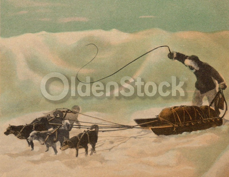 Land of the Midnight Sun Arctic Travel Antique Ethnographic Art Educational Poster Card 1934