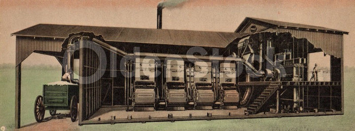 Southern Cotton Picking and Making Antique Graphic Art Educational Poster Card 1934