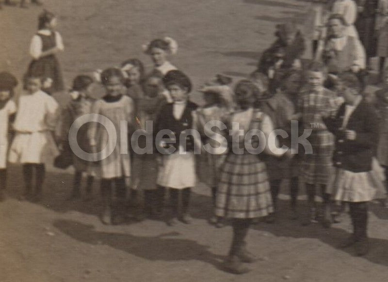 Cute Kids School Recess Scene Great Victorian Era Antique Photo on Board