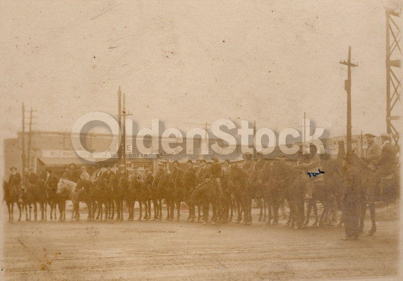 Movie Posse Cowboy Film Photo Hot Springs Arkansas 1913 Antique Set Scene Photo on Board