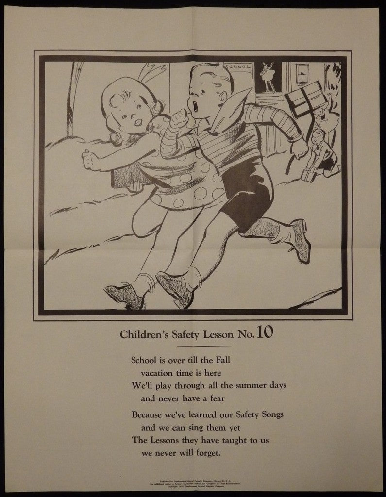 Kids Playing Safety Lumberman's Mutual Insurance Vintage Children's PSA Poster 1938