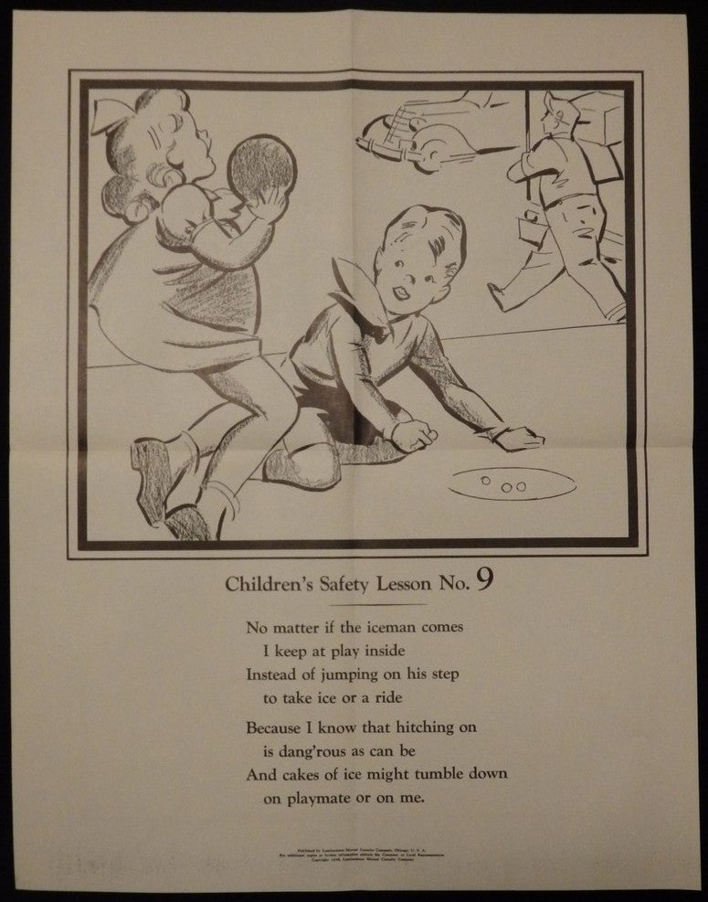 Street Stranger Safety Lumberman's Mutual Insurance Vintage Children's PSA Poster 1938
