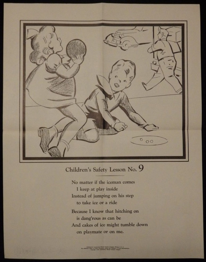 Street Stranger Safety Lumberman's Mutual Insurance Vintage Children's PSA Poster 1938
