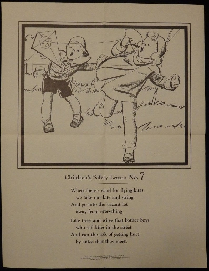Playing Outdoors Safety Lumberman's Mutual Insurance Vintage Children's PSA Poster 1938