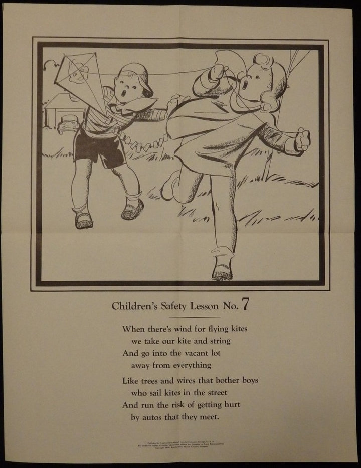 Playing Outdoors Safety Lumberman's Mutual Insurance Vintage Children's PSA Poster 1938