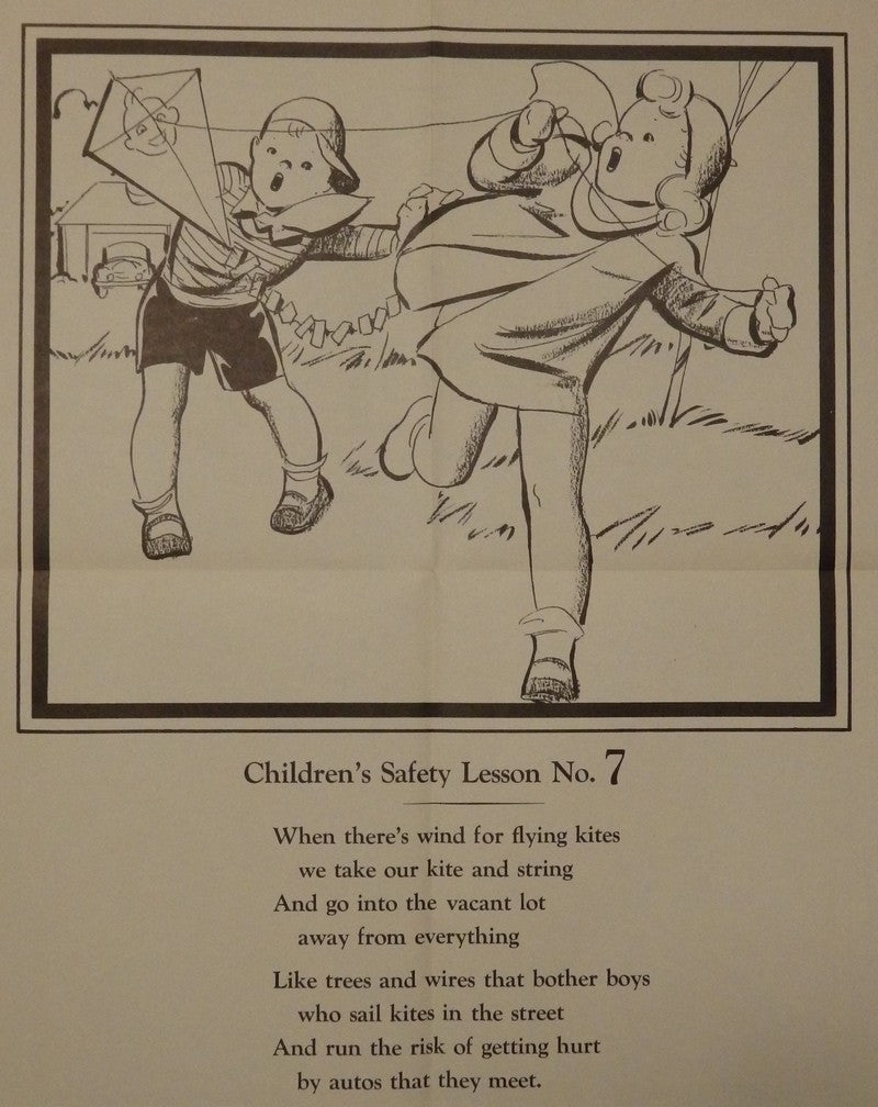 Playing Outdoors Safety Lumberman's Mutual Insurance Vintage Children's PSA Poster 1938