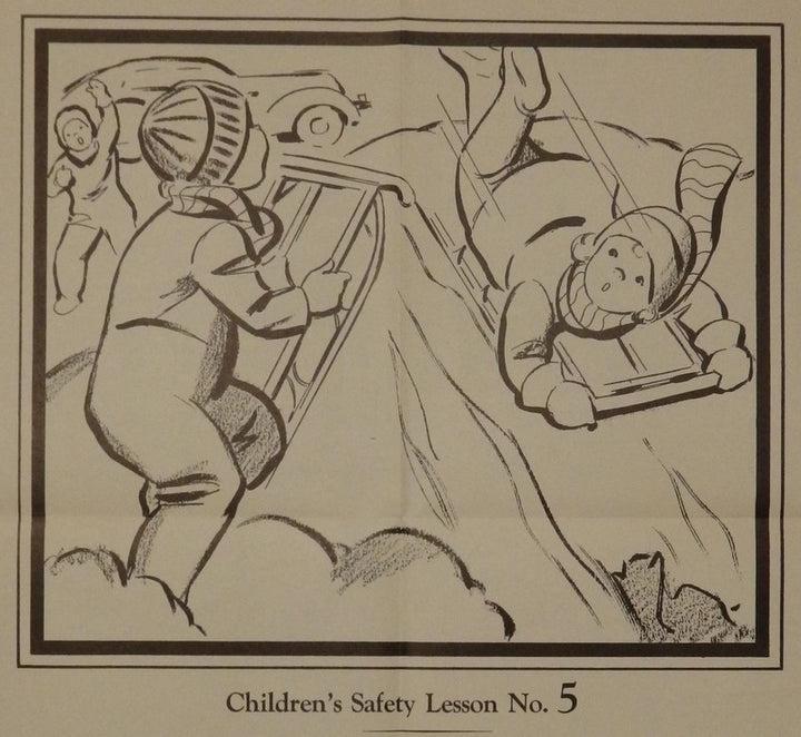 Snow Sledding Safety Lumberman's Mutual Insurance Vintage Children's PSA Poster 1938