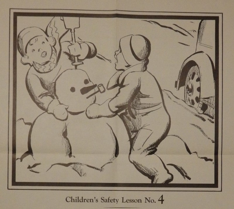 Snow Playing Safety Lumberman's Mutual Insurance Vintage Children's PSA Poster 1938