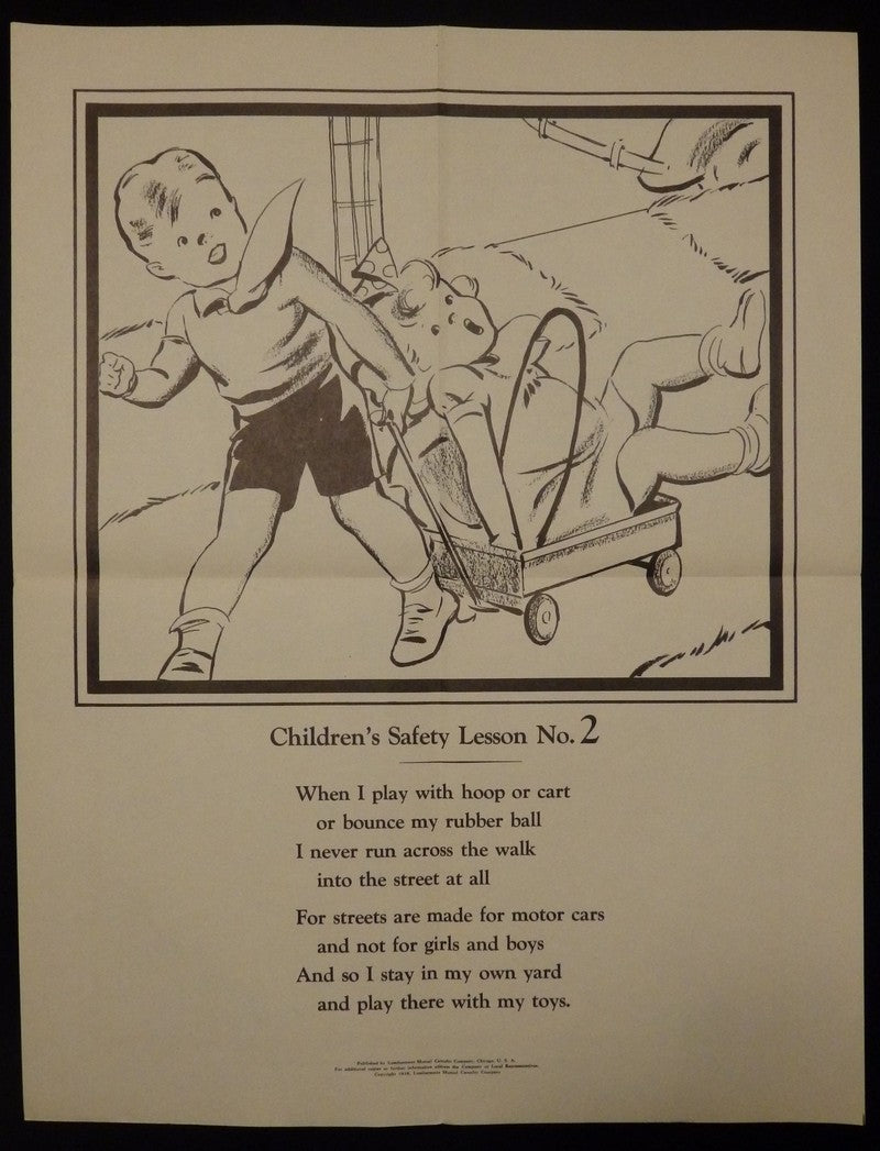 Road Street Safety Lumberman's Mutual Insurance Vintage Children's PSA Poster 1938