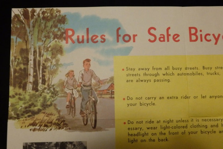 Bicycle Safety Rules Vintage Graphic Illustrated School Educational Poster