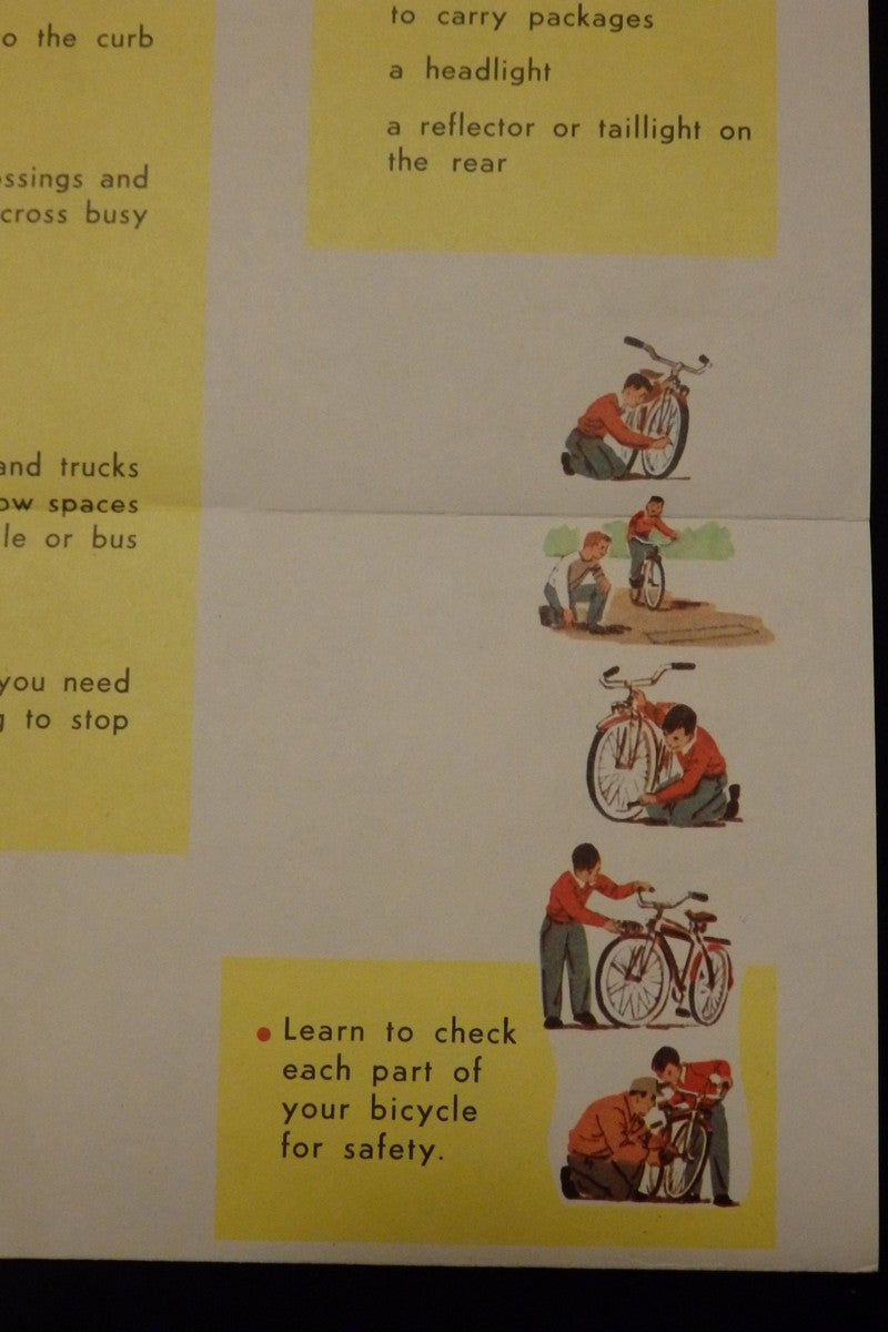 Bicycle Safety Rules Vintage Graphic Illustrated School Educational Poster