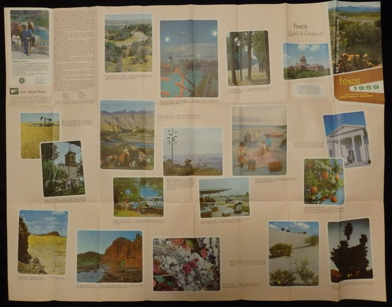 Texas Vacations Vintage 1950s Graphic Advertising Highways Map Poster