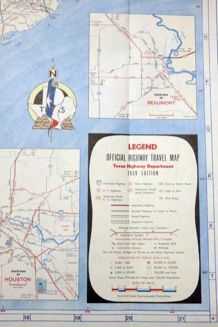 Texas Vacations Vintage 1950s Graphic Advertising Highways Map Poster