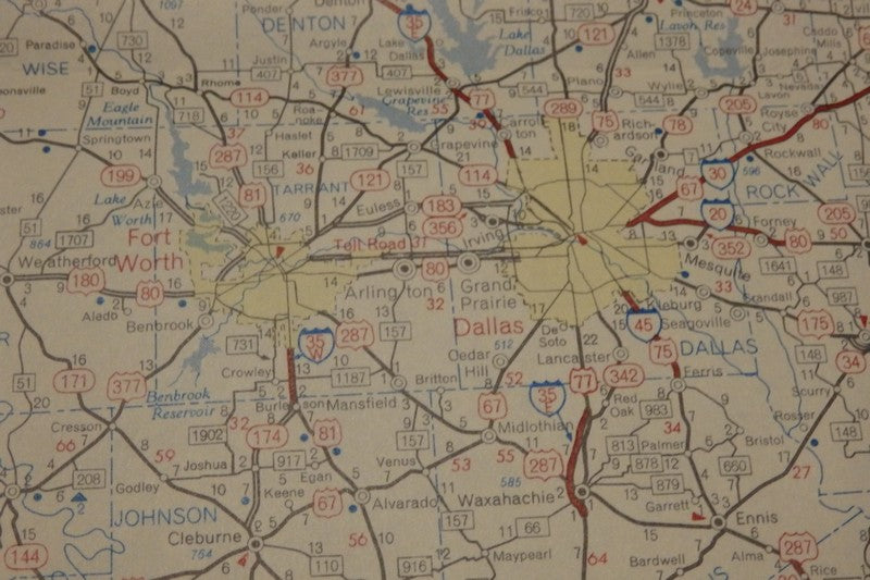 Texas Vacations Vintage 1950s Graphic Advertising Highways Map Poster