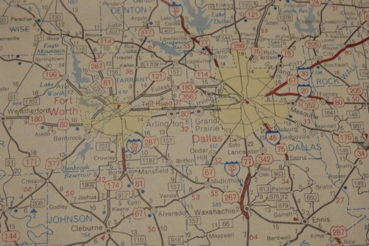 Texas Vacations Vintage 1950s Graphic Advertising Highways Map Poster