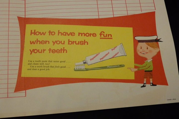 Pepsodent Toothpaste Clean Teeth Club Vintage 1950s Advertising Poster