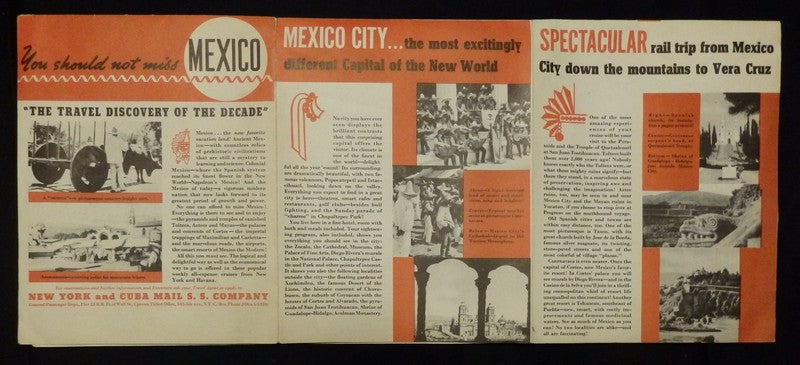 Mexico New York and Cuba Mail Vintage Graphic Advertising Poster Brochure