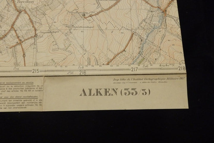 Alken Germany Beautiful Color 1930s Military Cartography Field Map
