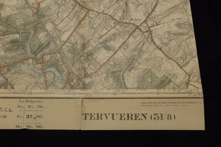 Tervueren Soignes Forest Belgium Beautiful 1930s Military Cartography Field Map