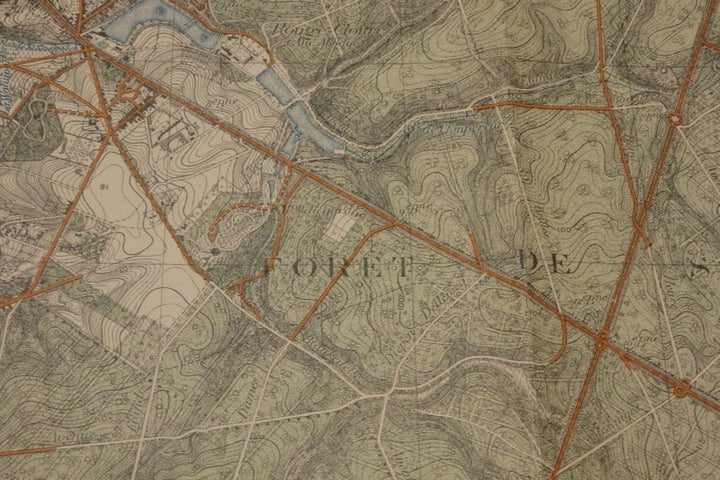 Tervueren Soignes Forest Belgium Beautiful 1930s Military Cartography Field Map