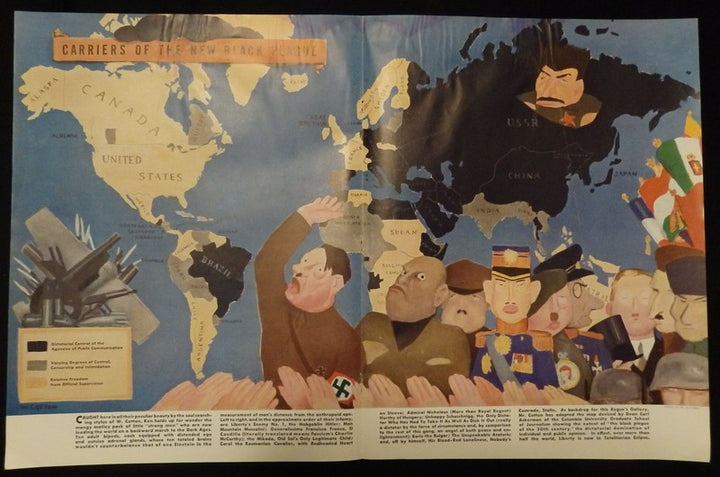 Axis Powers Black Plague Vintage WWII Anti-Hitler Political Cartoon Print