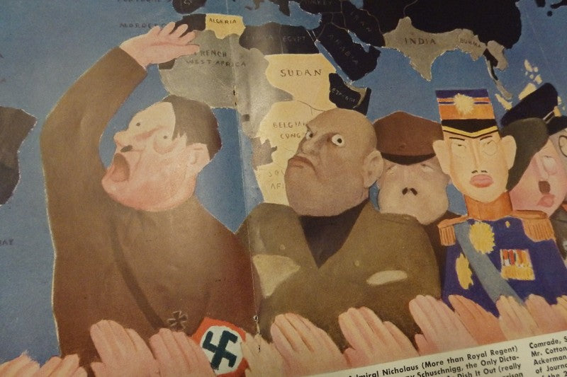 Axis Powers Black Plague Vintage WWII Anti-Hitler Political Cartoon Print