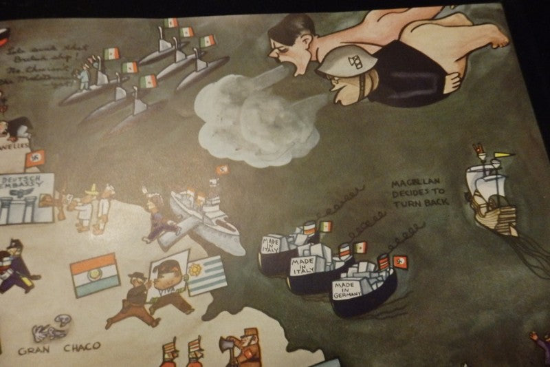 South America Axis Powers Vintage WWII Anti-Hitler Political Cartoon Print