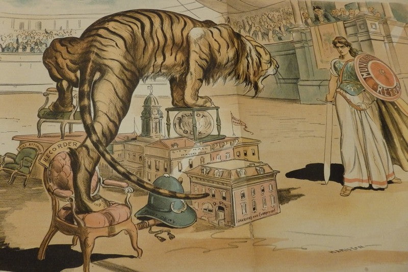 United States Municipal Reform Lady Liberty Fights Tiger Antique Judge Magazine Print