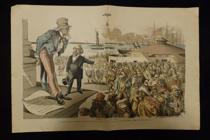 United States Immigration Law Original Antique Uncle Sam Judge Magazine Cartoon Print
