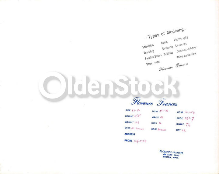 1950s Boston Back Bay Fashion Model Vintage Headshots Studio Photo