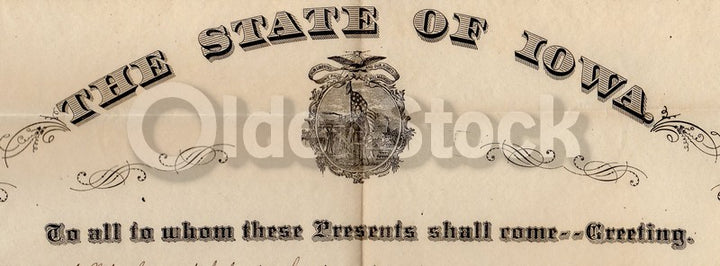 Civil War Iowa Cavalry Jarrett Garner Aid-de-Camp Appointment Certificate 1877