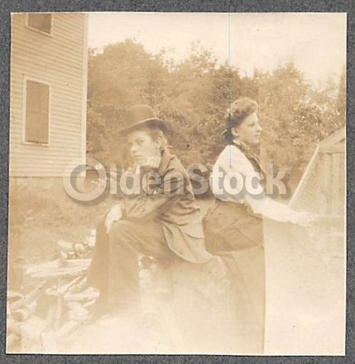 Lesbian Humor Photo Fun Antique Snapshots of Girl Lovers Crossdressing Play