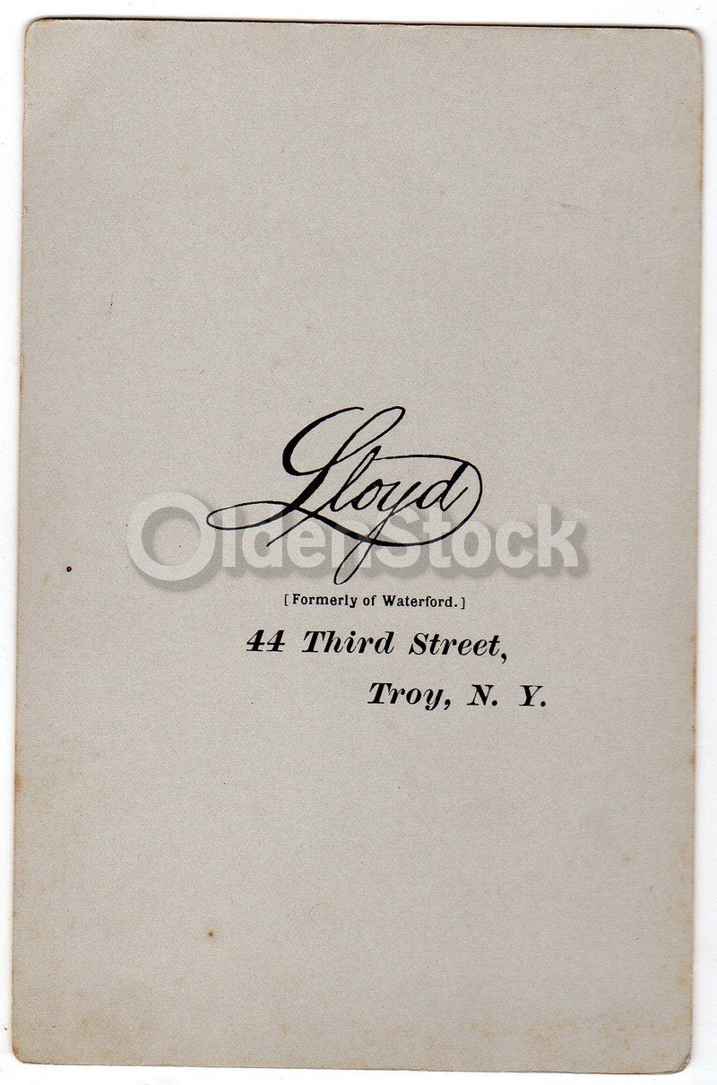 Young Woman with Ornate Jewelry & Hair Troy NY Antique Cabinet Photograph