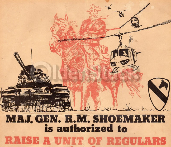 Vietnam Recruitment Poster General Shoemaker 1st Cavalry at Fort Hood 1965