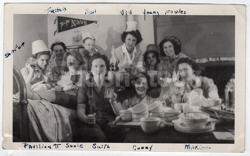 Goofy College Girls Party Vintage 1950s Americana Snapshot Photo