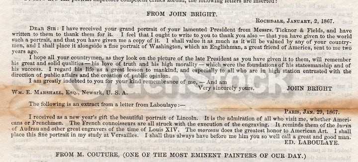 Abraham Lincoln William Marshall Portrait Ticknor & Fields Advertising Broadside