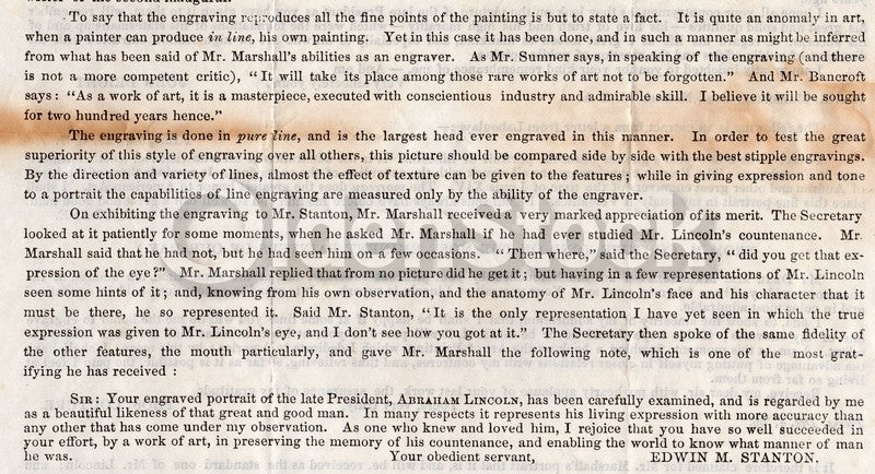 Abraham Lincoln William Marshall Portrait Ticknor & Fields Advertising Broadside