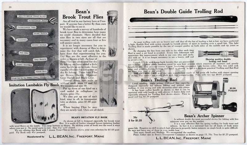 L.L. Bean Antique Hunting Fishing Clothing Salesman Sample Supply Catalog 1935