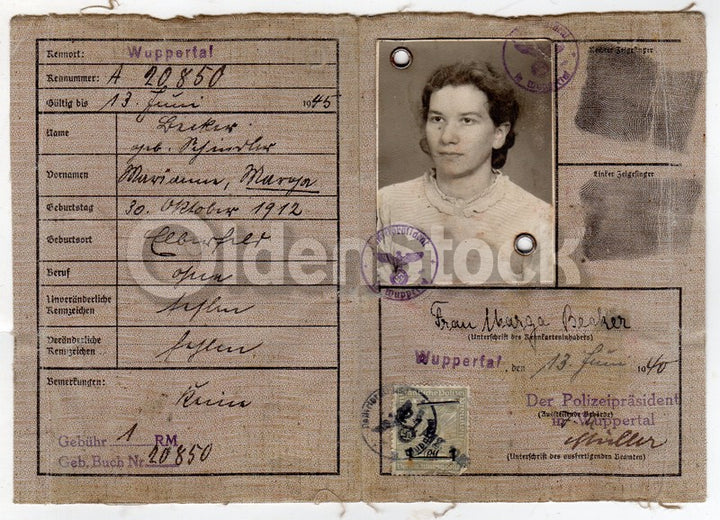 1945 late German Deutsches Reich Kennkarte Young Jewish Girl ID Document
