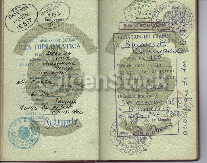 George Macovescu Romanian Ambassador Politician Diplomatic Passport Document