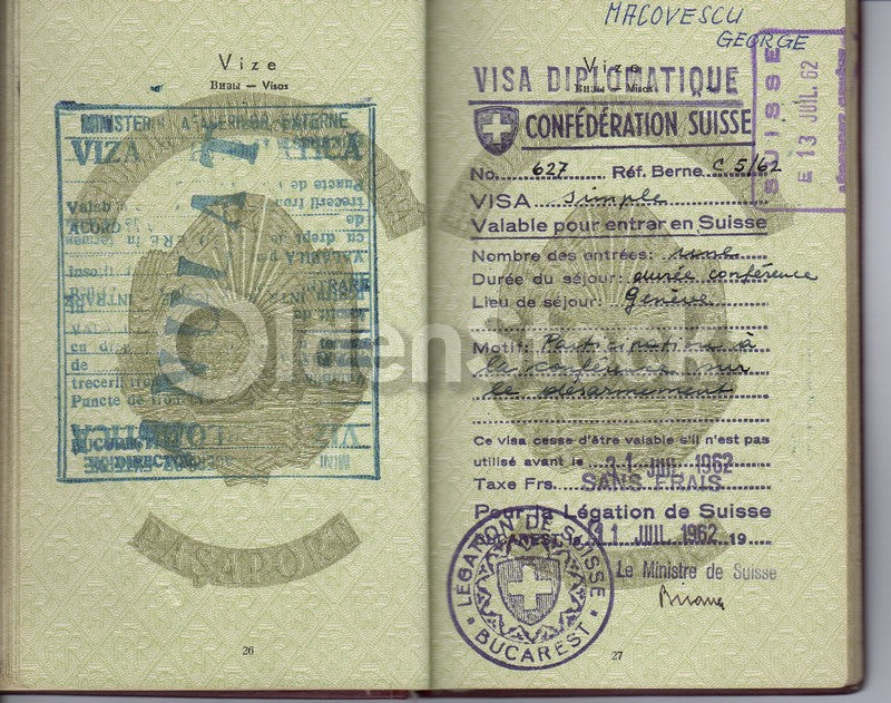 George Macovescu Romanian Ambassador Politician Diplomatic Passport Document