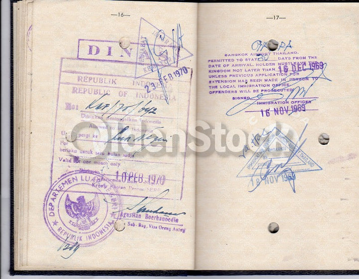 Cancelled Canadian Passport 196os Cold War Doctor - Rome, Jamaica, Indonesia