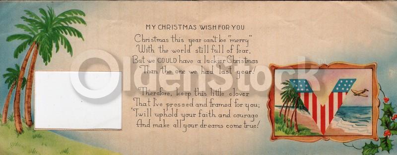 A Christmas Wish For You Vintage WWII Panama Victory Greetings Card