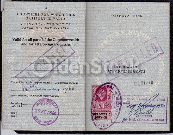 Humorous Name I. B. Quick Cancelled British Passport Travel Document 1960